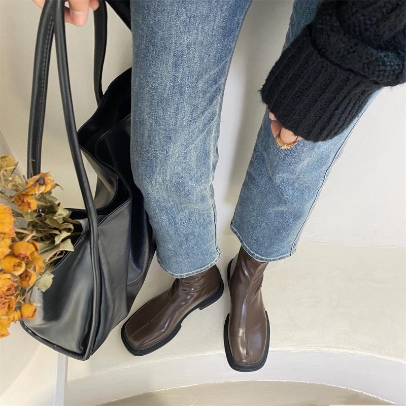 

Martin boots women s autumn new elastic thin boots Chelsea small ankle boots velvet short boots 40