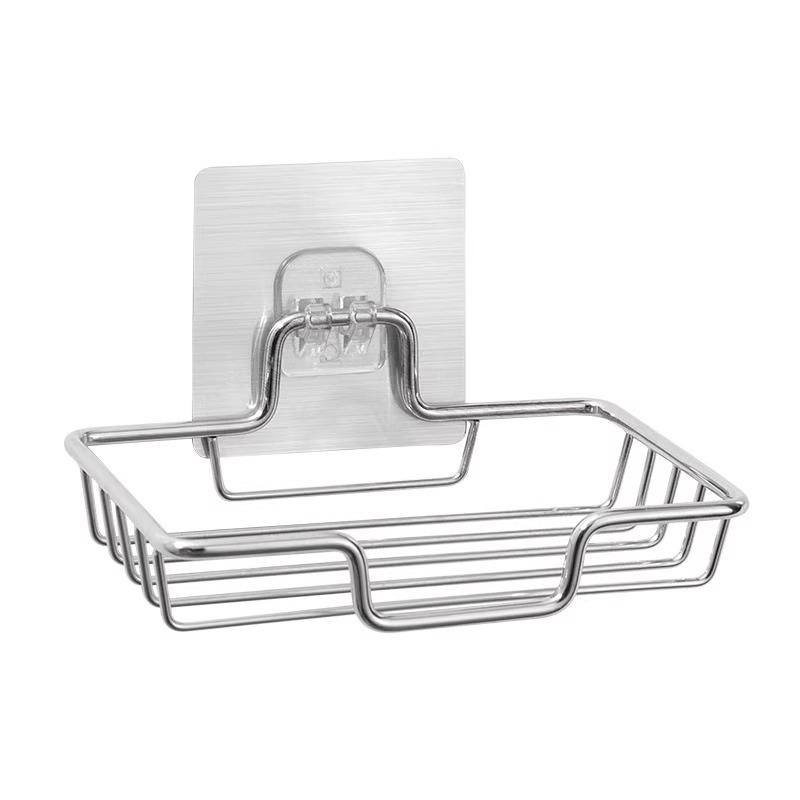 Stainless Steel Punch-Free Wall-Mounted Soap Dish with Suction Cup for Bathroom.
