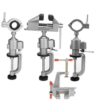 Multi-Functional Aluminum Alloy Bench Vise, Cast Iron Table Clamp Set, Rotating Drill Stand, Mini Power Tool Workbench Clamps