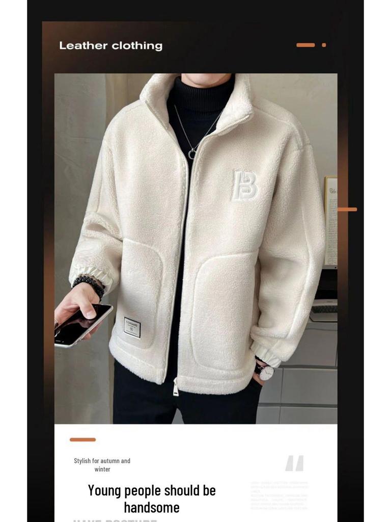 2025 Men's Lambswool Cotton Jacket - Thick Velvet Outerwear for Autumn/Winter