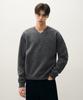 DRAW FIT Hairy Crop V-Neck Pullover Knit [Melange Grey]