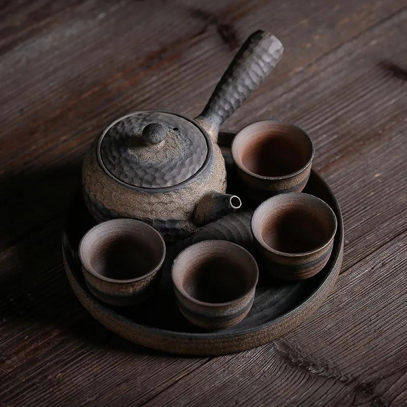 Japanese Crude Tao Yi Pot Four Cups of Tea Set Ceramic Kung Fu Tea Teaware Ceramic Tea Set Ceramic Tea Set Travel Tea Set TeaSet