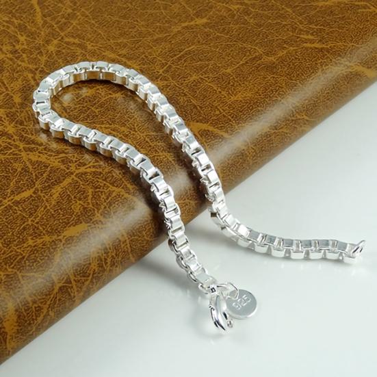 Bracelet Silver Plated Box Chain Fashion Unisex Bracelet Bangle Jewelry for Banquet