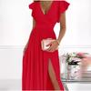 Elegant European & American V-Neck Long Split Waist Dress