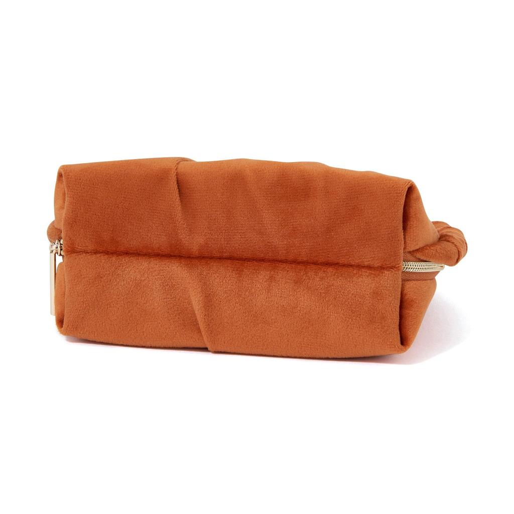 Francfranc Velour Pleated Stand Freestanding Cosmetic Makeup Storage Pouch, Orange, Stand-Up Style, Pouch,