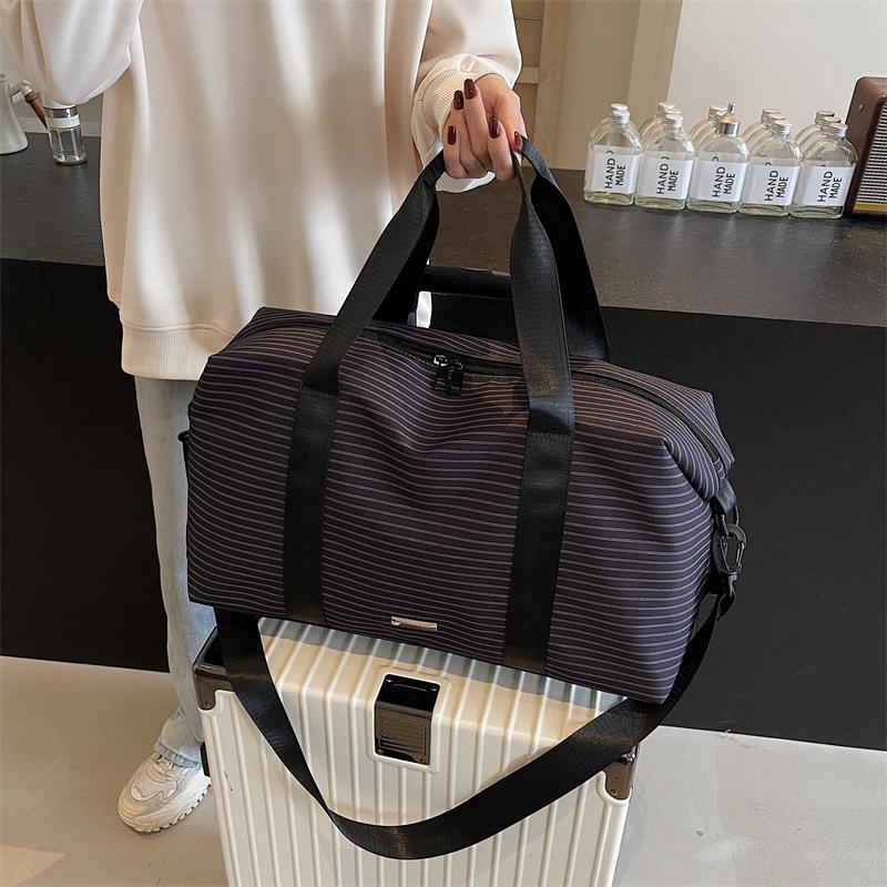 New luggage bag striped waterproof large-capacity swimming men's and women's storage bag lightweight business trip fitness bag