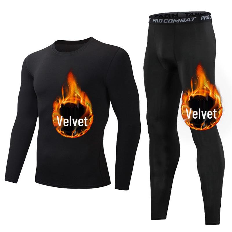 

Мужской и детский зимний спортивный базовый слой с флисовой подкладкой, быстросохнущий, комплект Adult XL чёрный