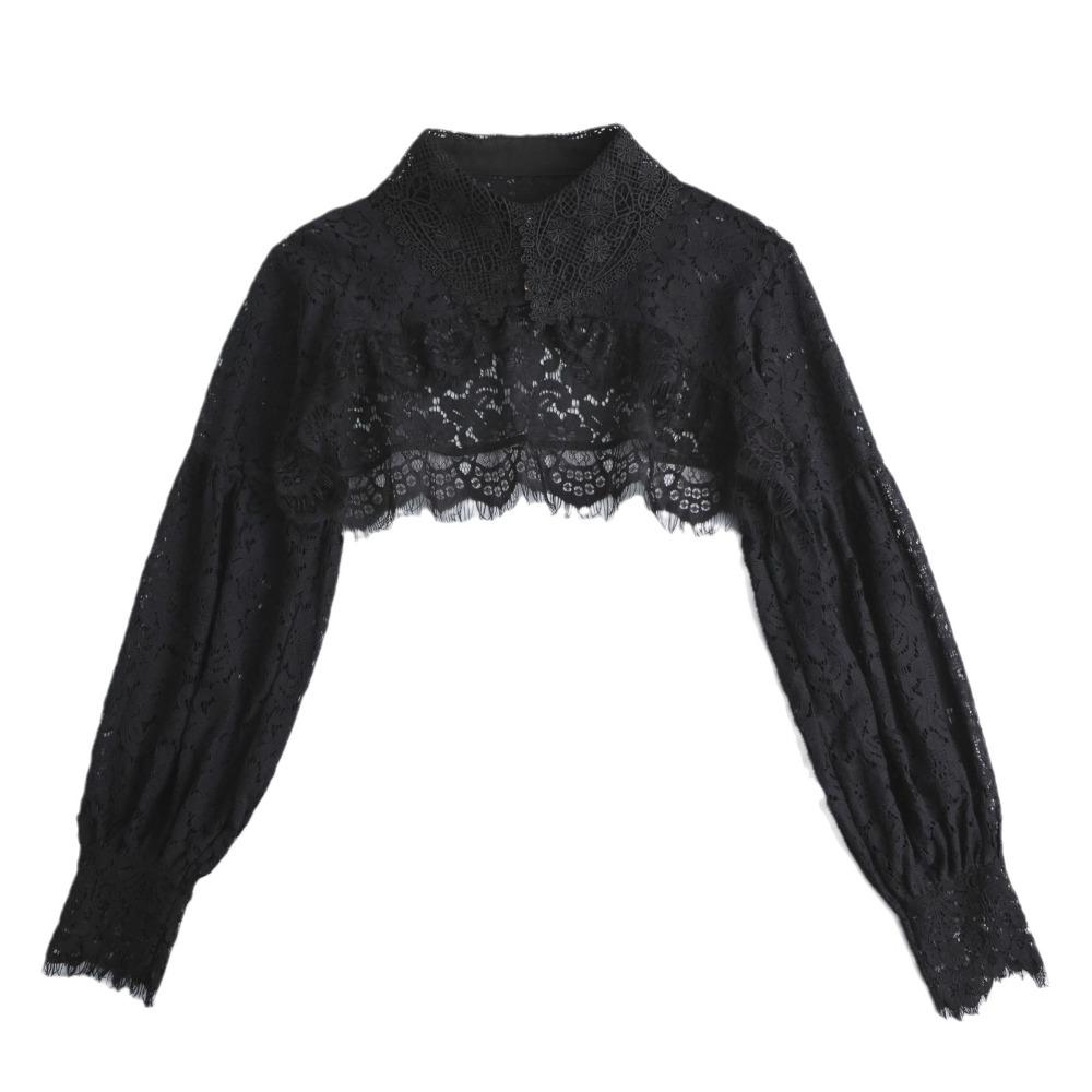 

Cute Beautiful Lace Sunscreen Shawl Chiffon Floral False Collar Loose Top Coat Girl