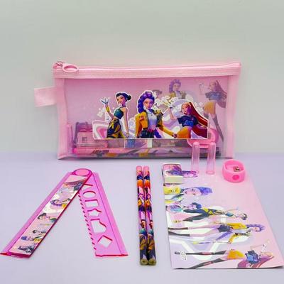 Dämonenjägerin Mädchengruppe Federmäppchen Set Nylon Netzbeutel Rechteckig Schüler Zurück Schule Schreibwaren Geschenk NEU kpop für Kinder Freundlich Unterhaltsam Spaß Spielen
