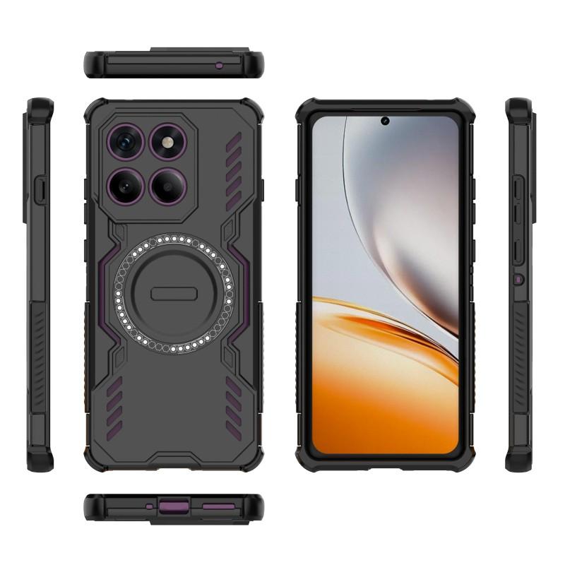 For Motorola Edge 60 Pro 5G Magnetic Case WANLONFENG DJ Series PC TPU Phone Cover with 2Pcs Tempered Glass Film