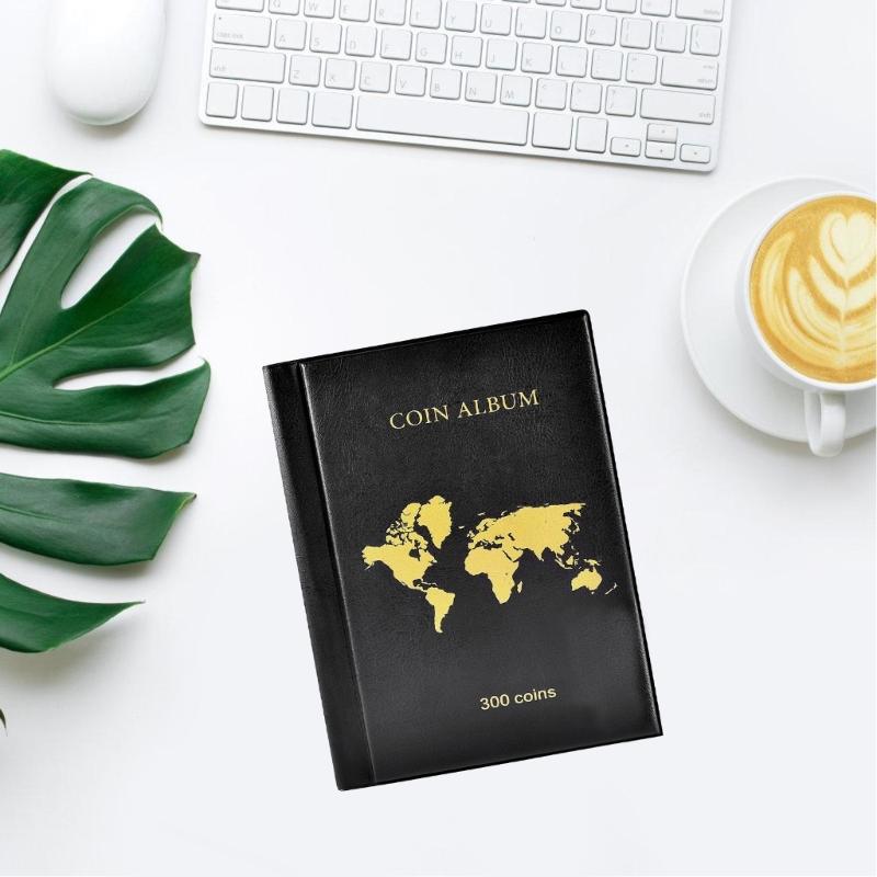 300 Capacity Coin Collection Album Leather PVC Construction Display Organizers For Currency Pennies Quarters Storage