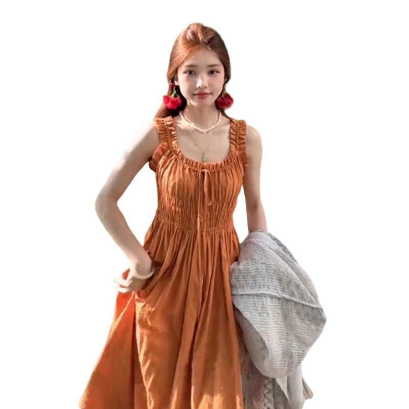 French Style Sleeveless Slimming Maxi Dress for Women – Summer 2025 Vacation Collection