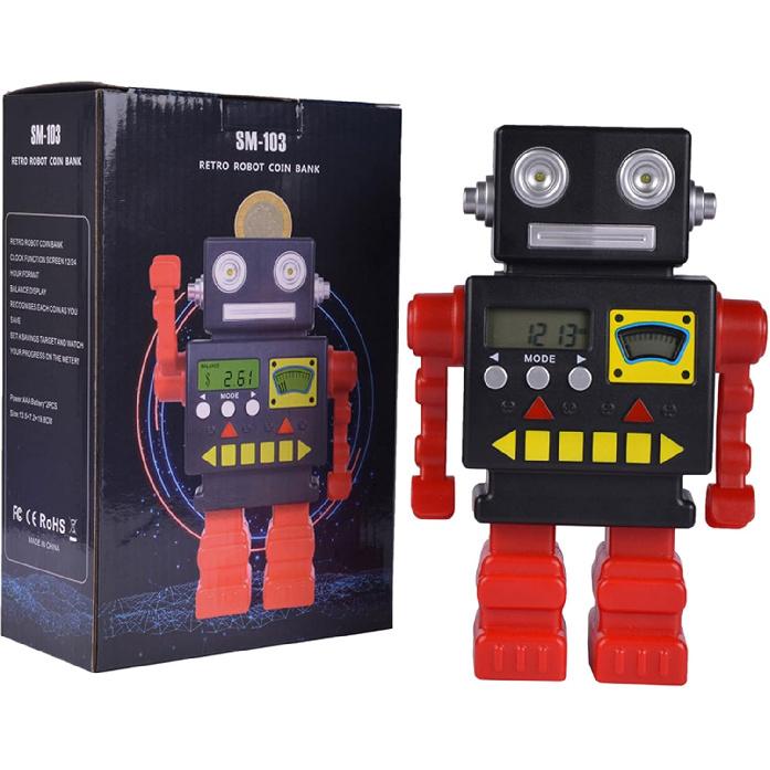Robot Savings Bank, Digital Count Coin Bank Piggy Money Bank for Boys and Girls Retro Robot Coin Bank Kids Money Bank Machine Saving Coins Money Box