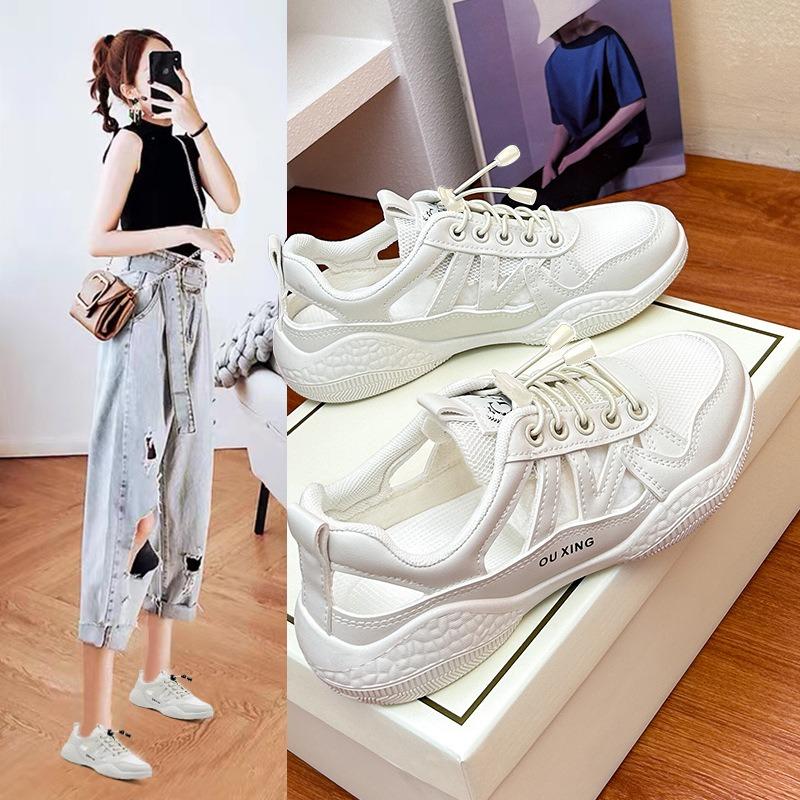 2025Women's Designer Sandals Summer Breathable Hollow Women Casual Beach Shoes Metal Decorative Transparent Women Shoes Sneakers