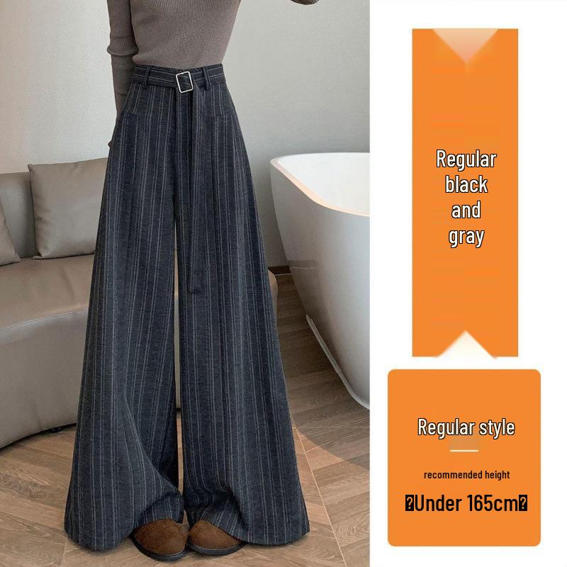 

2026 Striped Wide-Leg High-Waist Slimming Floor-Length Casual Pants Double Extra Large