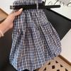 Women's Blue Plaid Mini Skirt: A-Line High Waist, Slim Fit