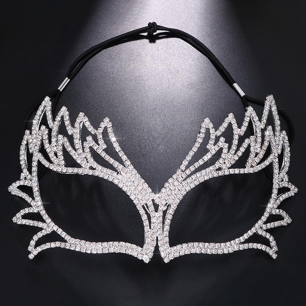 Fashion Wings Rhinestone Mask Personality Masquerade Diamond Rhinestone Mask silver