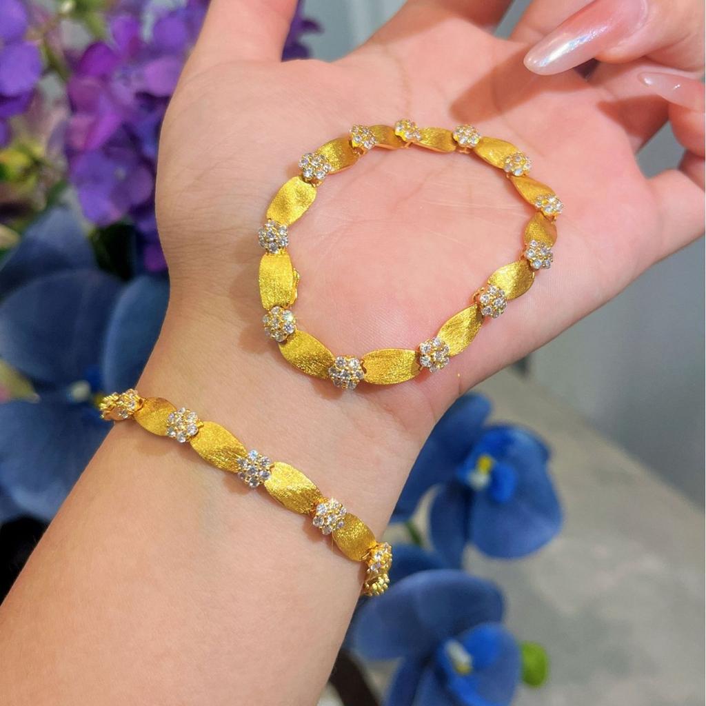 Silk Dot Diamond Flower Brushed Ribbon Bracelet Women'S French Light Luxury Retro Stacked Wear Premium Sense