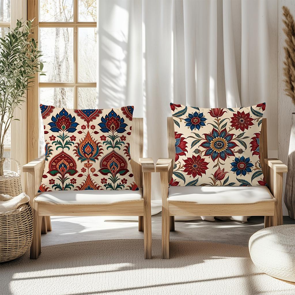 Vintage Floral Paisley Pattern Pillow CoversLiving Room Sofa Cushion Cover, Soft and Comfortable, Bedroom Room Decoration