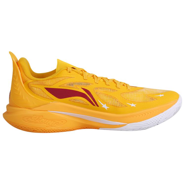 Li Ning Sonic 12 PE Version Shock Absorption Durable Low Top Basketball Shoes Men sneaker Yellow White ABAU019-26