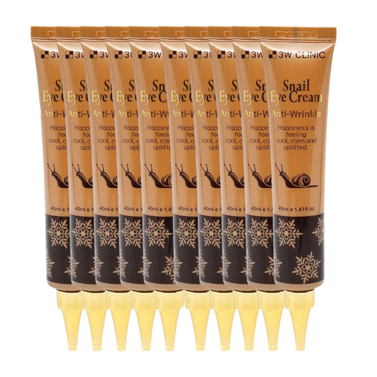3W Clinic Snail Eye Cream Anti-Wrinkle – Regenerating & Firming Treatment with Snail Secretion Filtrate & Galactomyces (40ml x 10pcs Bulk Value Set)