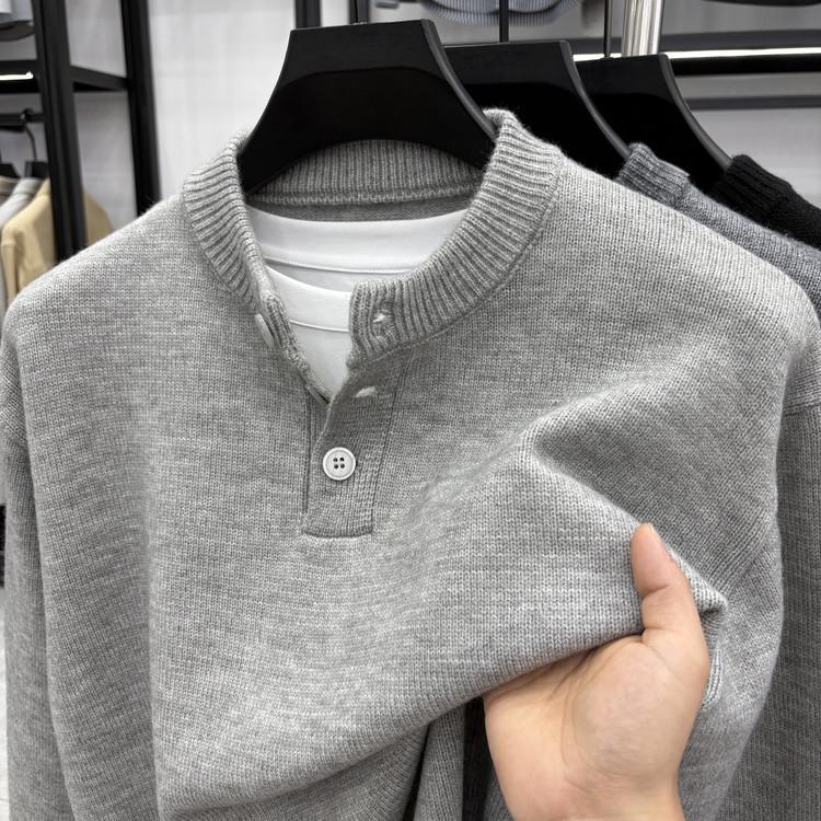 Men's High Gram Weight Solid Color Crew Neck Knit Sweater - New 2025 Casual Fashion
