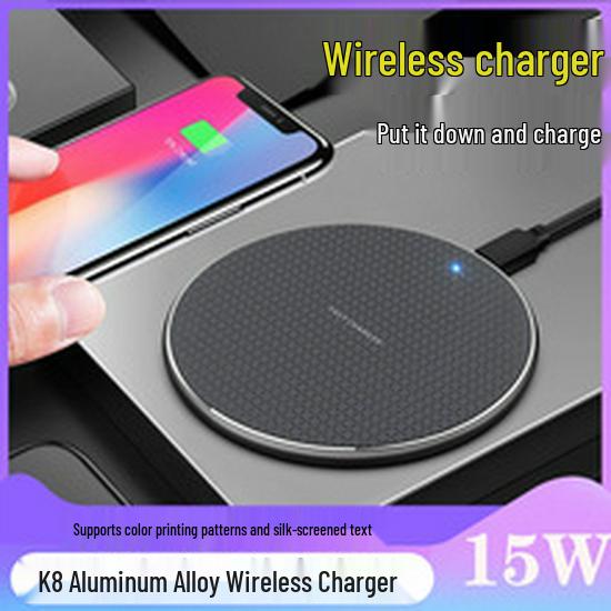 15W Foldable Dual-Coil Desktop Wireless Charger with Heat Dissipation, Customizable Logo