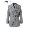PORTS Women's Classic Plaid Belted Trench Coat