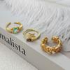 Medieval Vintage Colored Treasure Wings Flash Diamond Zir*****Pen Ring Niche High-End Light Luxury Ring Woman