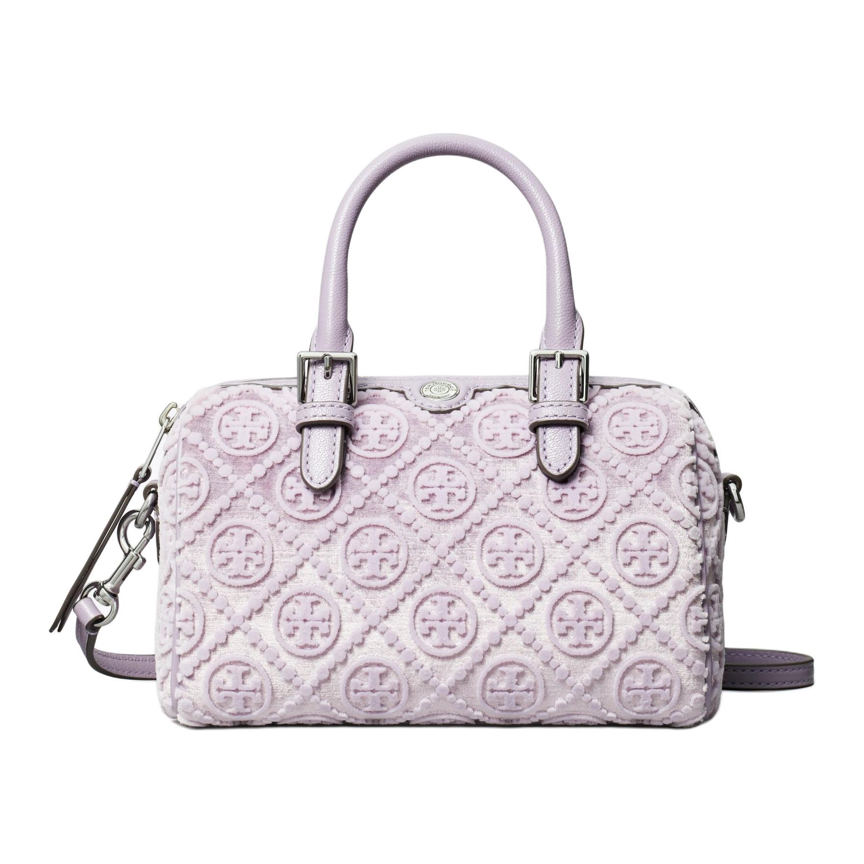 

Tory Burch T Monogram Embroidered Jacquard Zipper Closure Shoulder Crossbody Handbag Women Handbag Lilac 162076-500 Basic Set (Bag+Dust Bag)