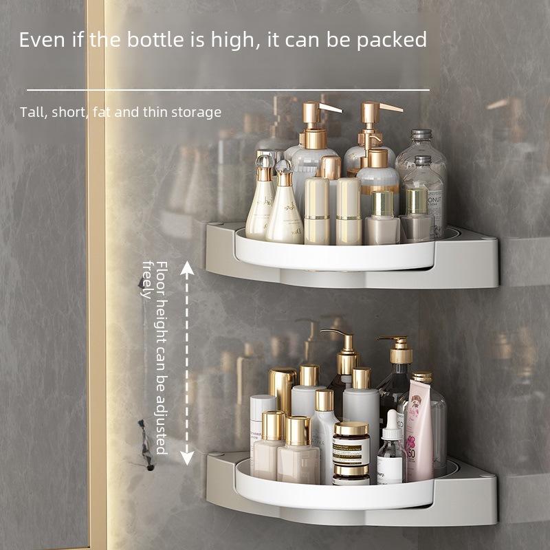 "Punch-Free Wall-Mounted Rotating Triangle Bathroom Rack"