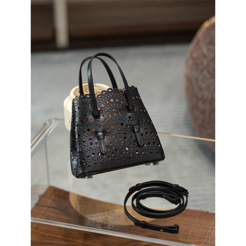Small Wave Cutout Leather Tote Bag Crossbody Shoulder Set Women