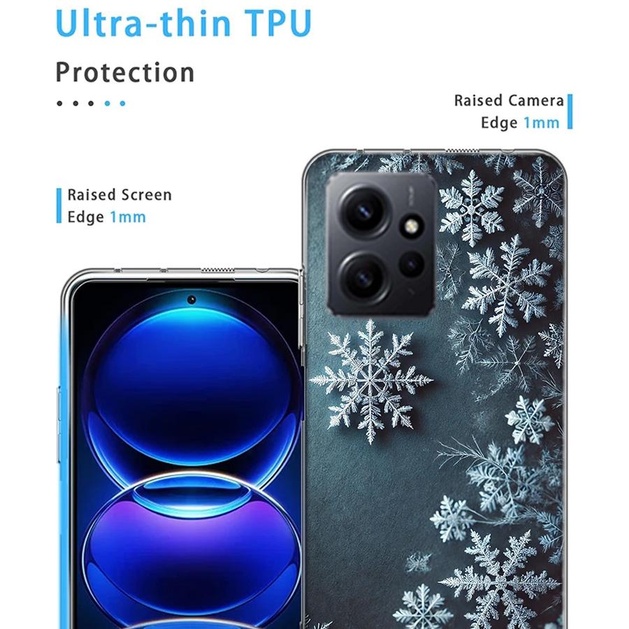 Snowflake Winter White Snow Christmas Phone Case For Redmi Note 14 15 Pro 5G 13 12 Pro Plus 11 11T 11E 11S 10 Pro 10S 9 9S Cover