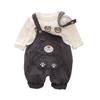 Boys' Bear Sweatshirt & Overalls Set - Spring/Autumn 2025 Casual Two-Piece for Infants