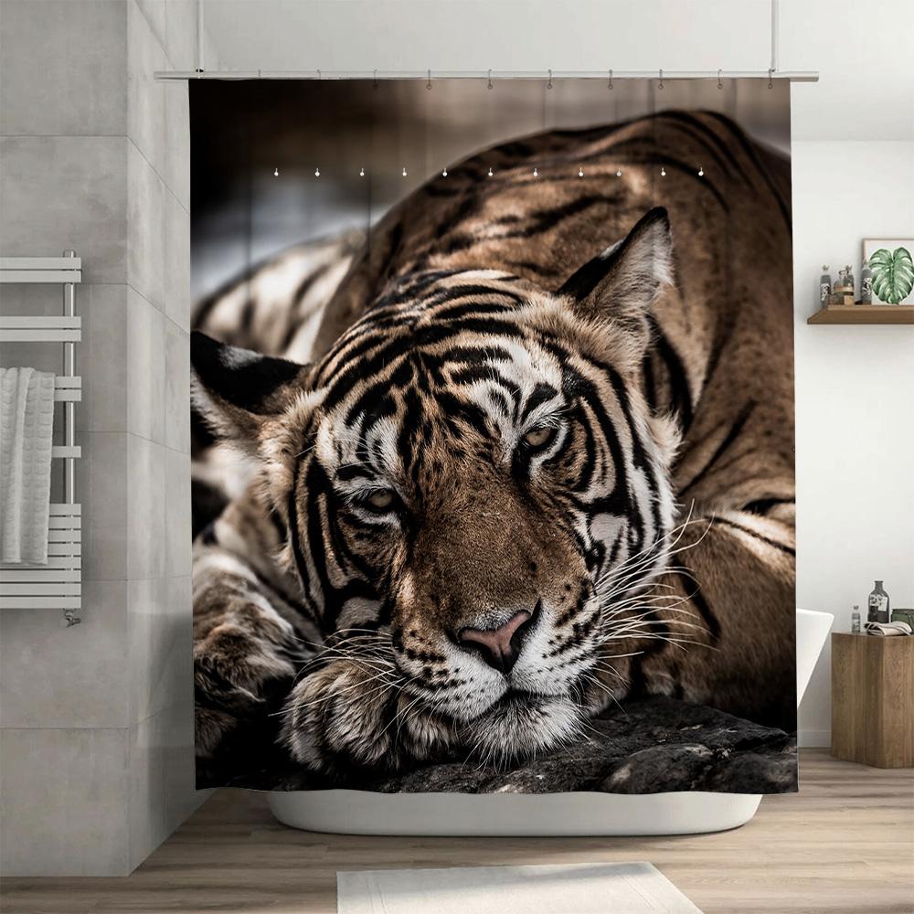 Luxury Bath Shower Curtain Floral Print Bathroom Decor Waterproof Washable Polyester Fabric Size Customizable