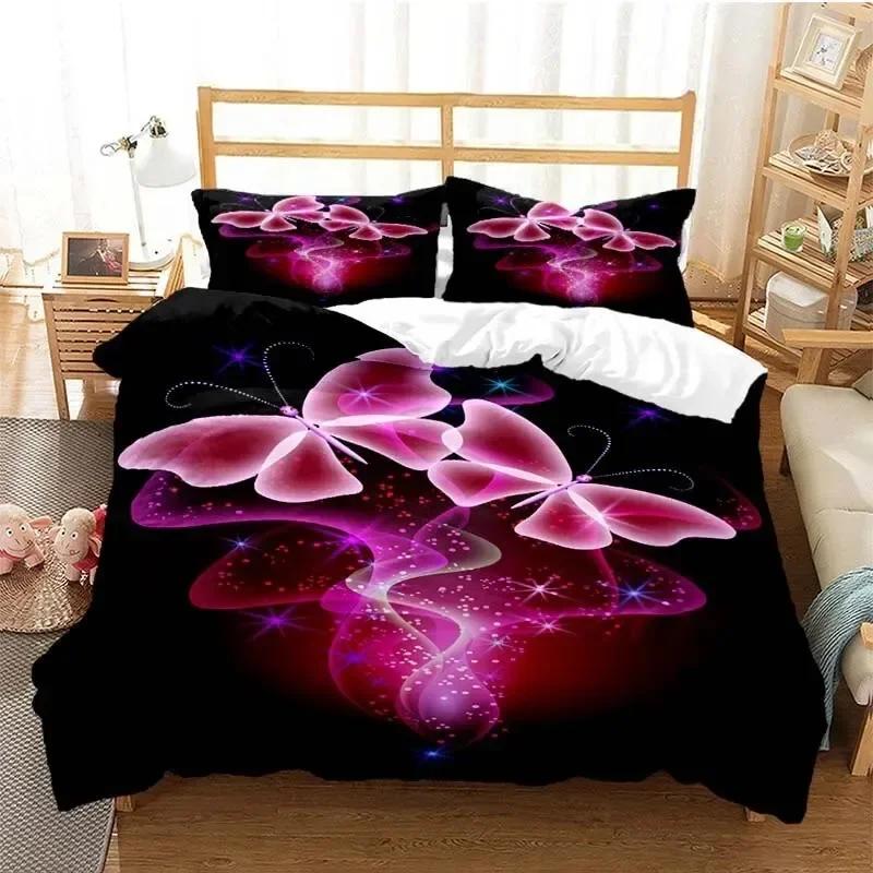 Colourful Butterfly Wings Comfortable Duvet Quilt Cover Pillowcase Bedding Set Children Bedroom Decoration Home Textile
