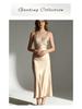 High-Definition Lace-Edge Acetate Dress for Seaside Vacations, Weddings, and Parties