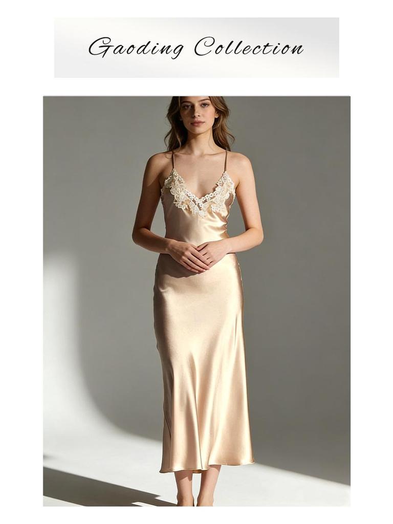 High-Definition Lace-Edge Acetate Dress for Seaside Vacations, Weddings, and Parties