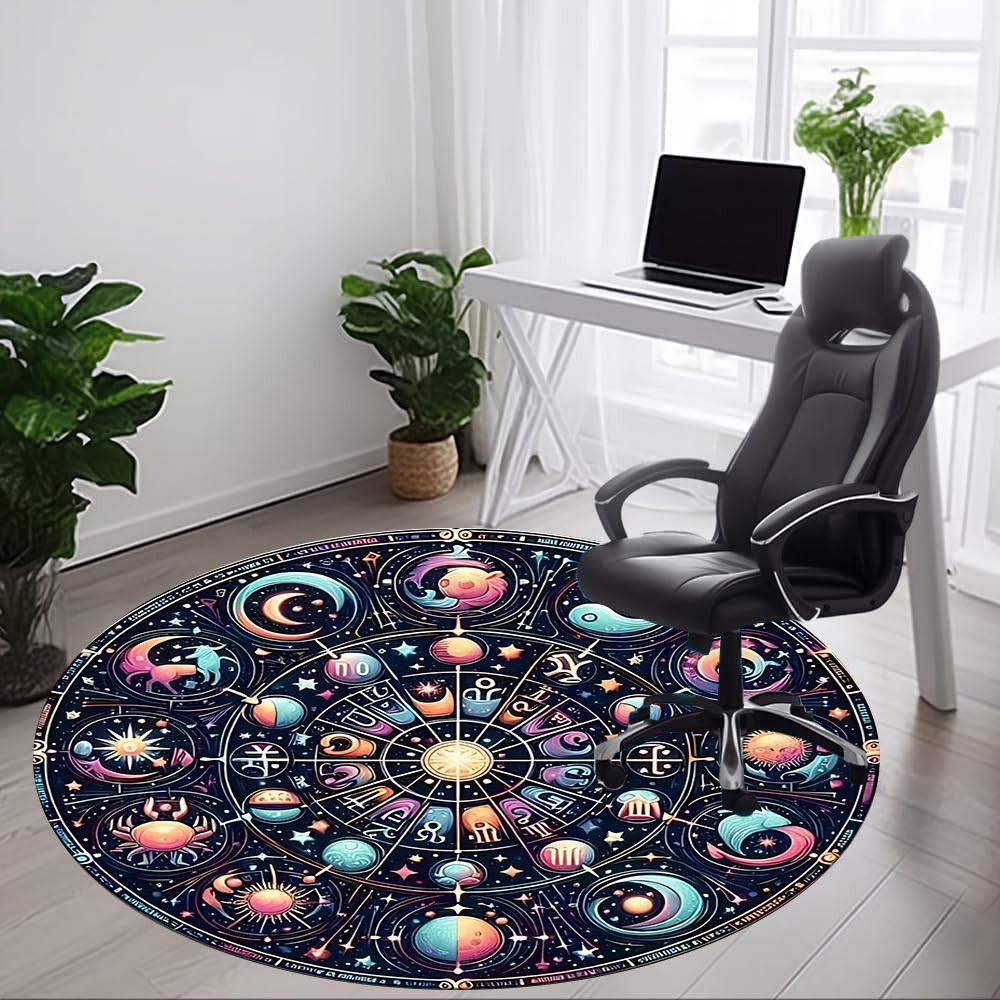 1pc Astrology Wheel Chair Carpet for Office, Soft Comfortable Mat For Office, Living Room, Bedroom, Machine Washable Carpet yy251112048