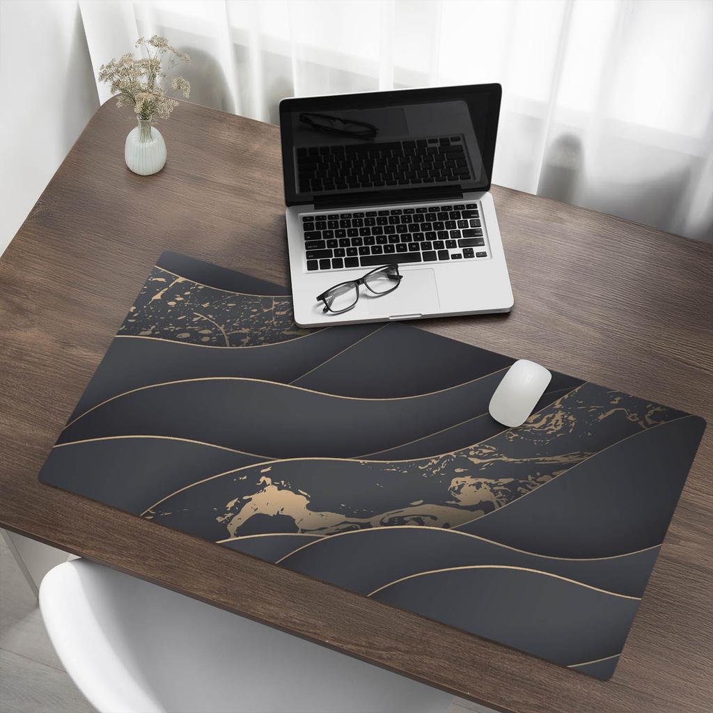 Elegancka Podkładka Dekoracyjna Na Biurko Faliste Linie Z Plamami 100X50 Cm