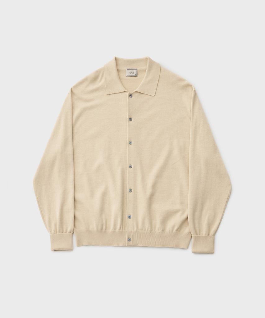Another Office Scape Knit Polo Cardigan (Almond Milk)