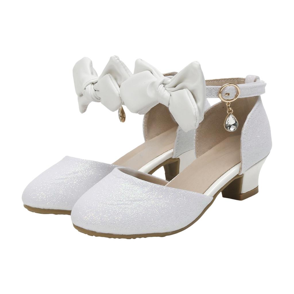 Lucido Lusso Bambini Matrimonio Damigelle Elegante Festa Tacchi Alti Scarpe in Pelle Lunghezza Caviglia Gala Celebrazione Sandalo Elegante da Ragazza