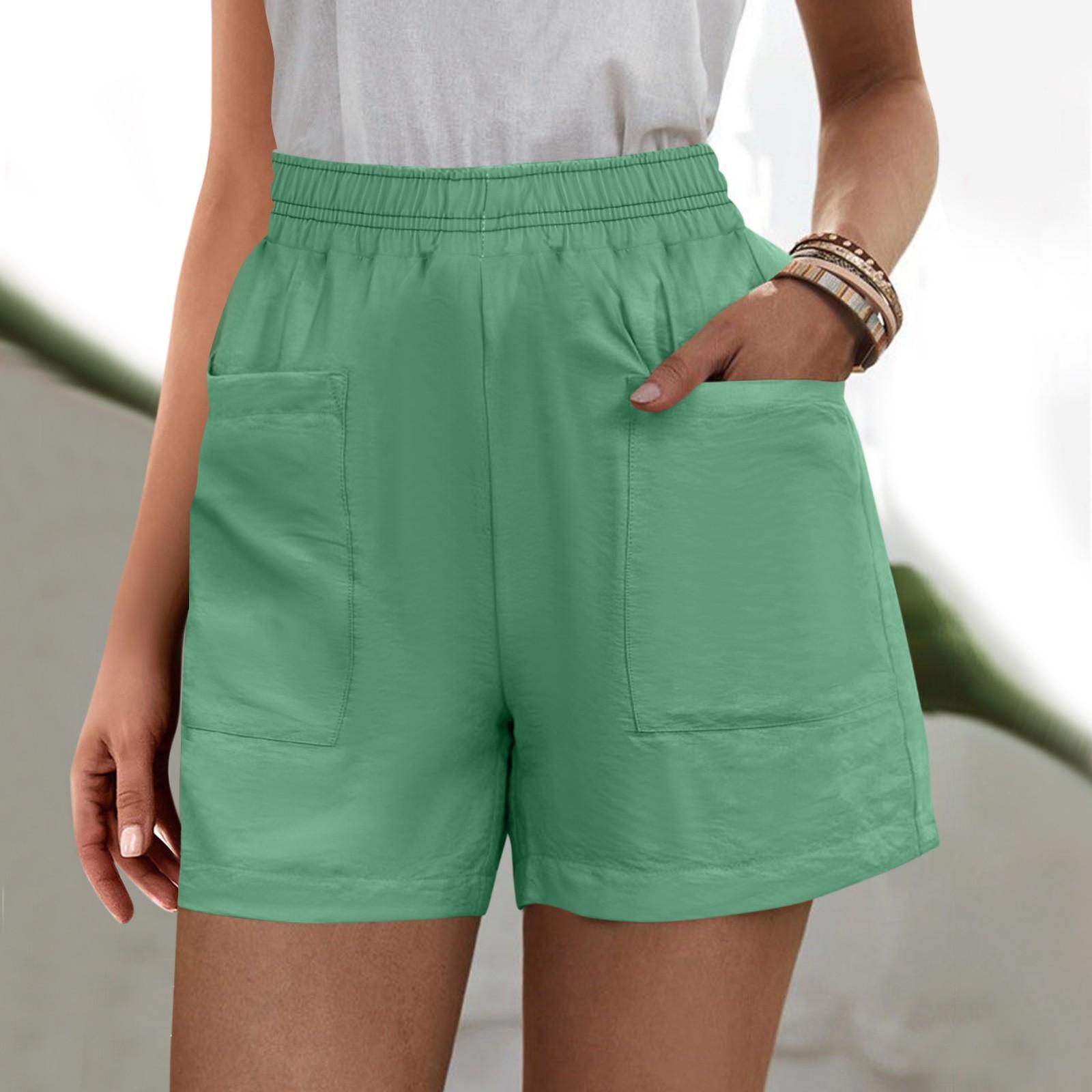 

Женские однотонные брюки, модные повседневные шорты с карманами и эластичной резинкой на талии M