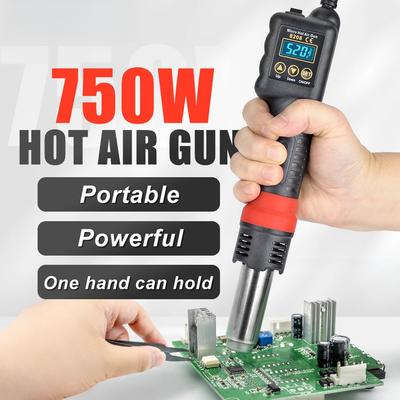 750W Kaynak Yeniden İşleme İstasyonu Mikro Sıcak Hava Tabancası LCD Dijital Ekran Havya Isı Tabancası Saç Kurutma Makinesi BGA IC Lehimleme Aletleri