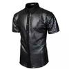2025 Men'S Formal Dress Shirt Sequin Button Up Shirt Cosplay Costume Lapel Shiny T-Shirt Shirt