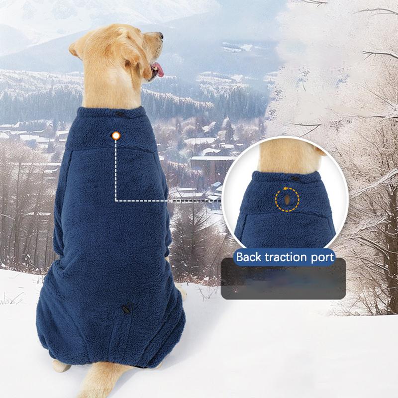 Thickened Double-sided Fleece Dogs Clothes High Collar Soft Warm Winter Dog Coats 4-Legs Pajamas Pet Clothing for Large Dog