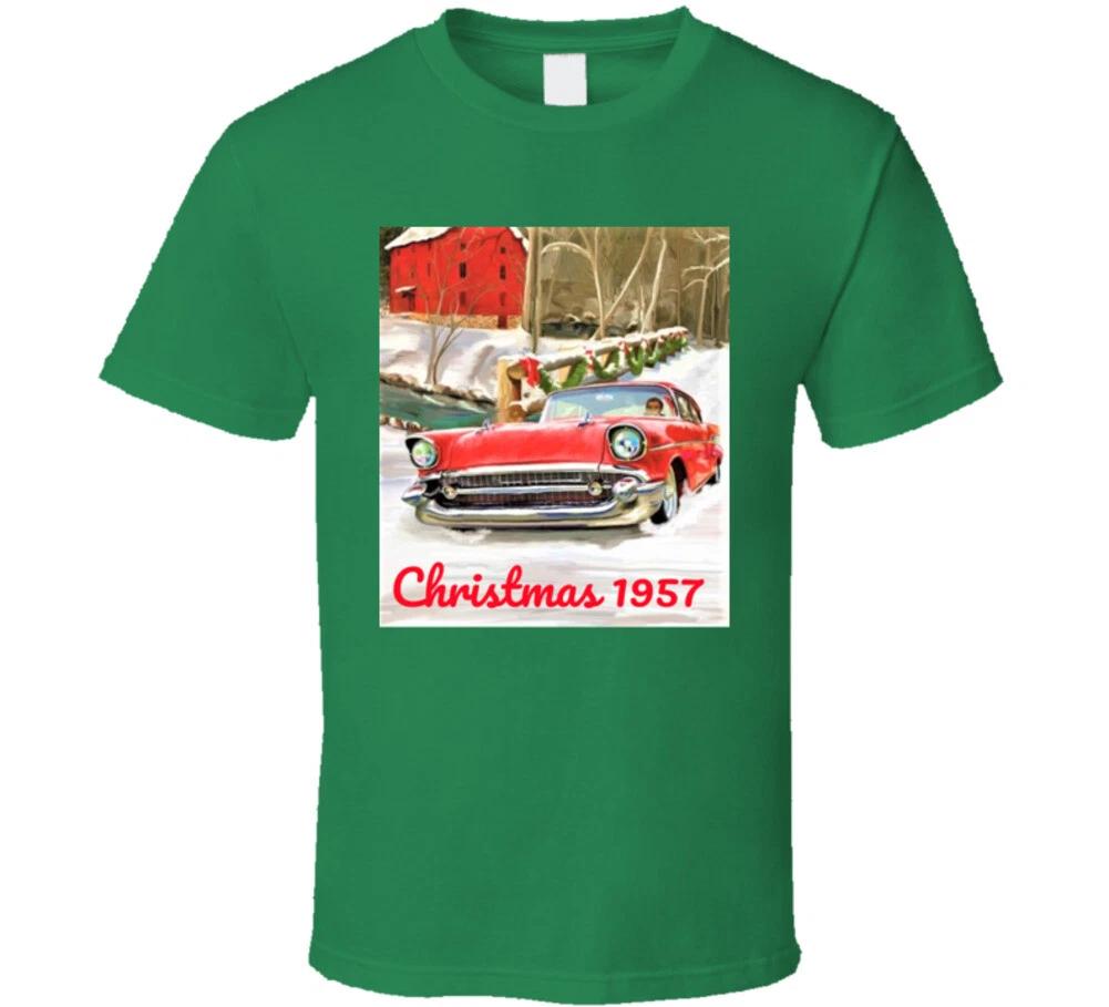 Christmas 1957 Retro Holiday Shirt Gift Santa Claus Chevy Chevrolet Belair 210 2XL