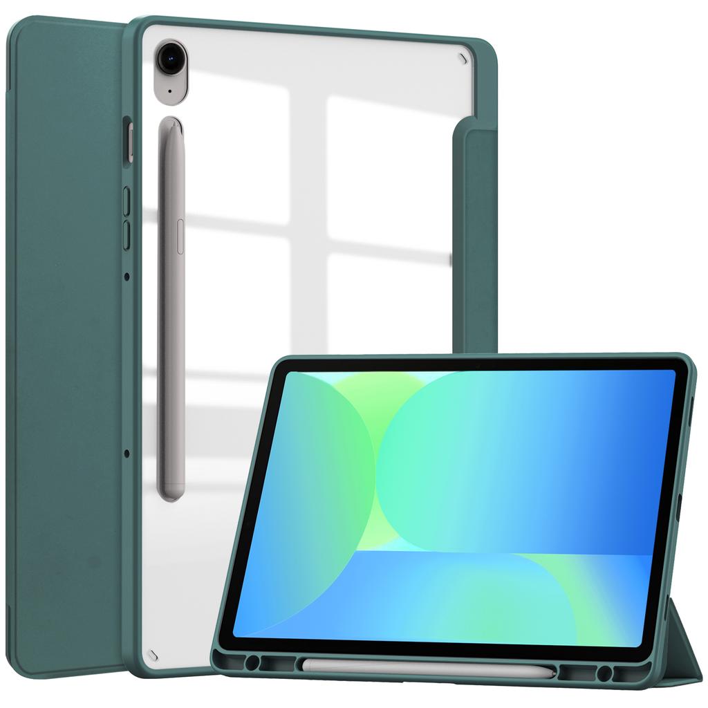 For Samsung Galaxy Tab S10 FE/S9 FE Case Clear Acrylic Leather Tablet Cover Support Auto Sleep/Wake