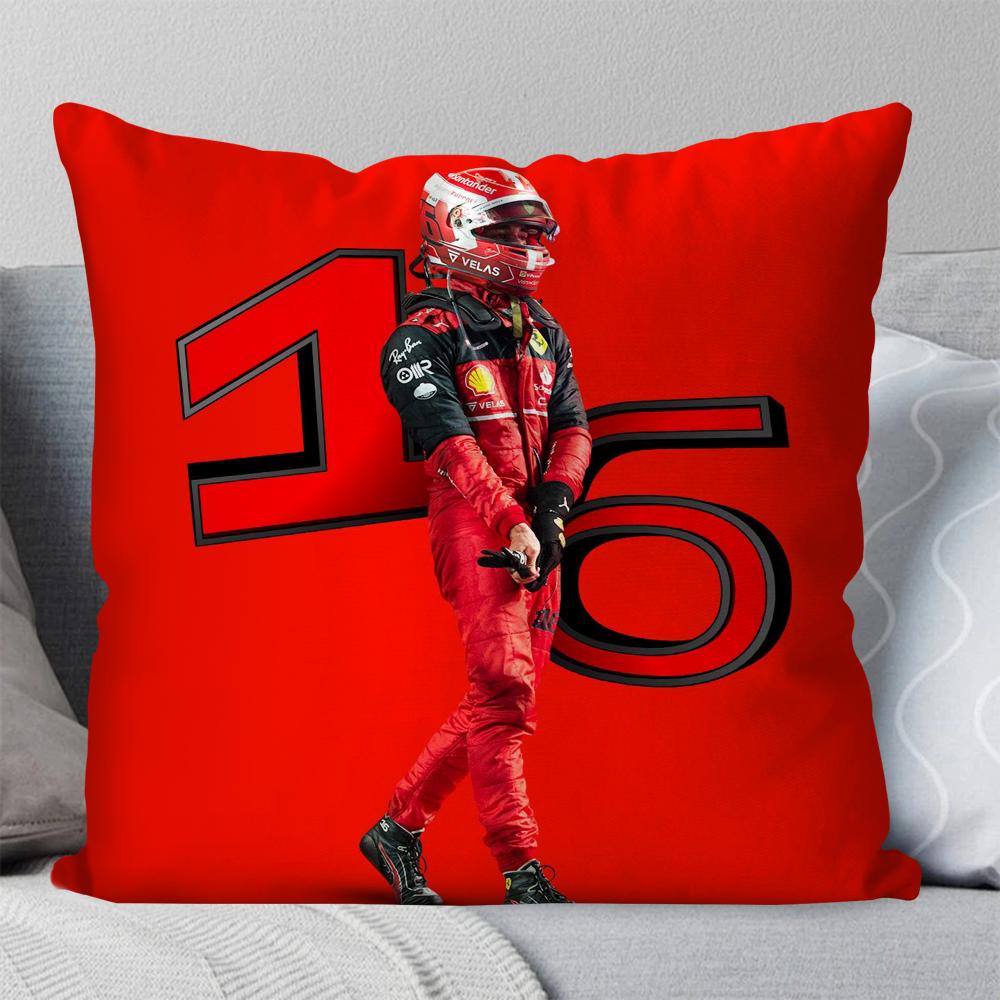 C-Charles L-Leclerc F1 16 Kissenbezug Quadratisches Kissen Schlafzimmer Sofa Freizeit Komfortkissen Auto Wohnzimmer Heimdekoration 40X40