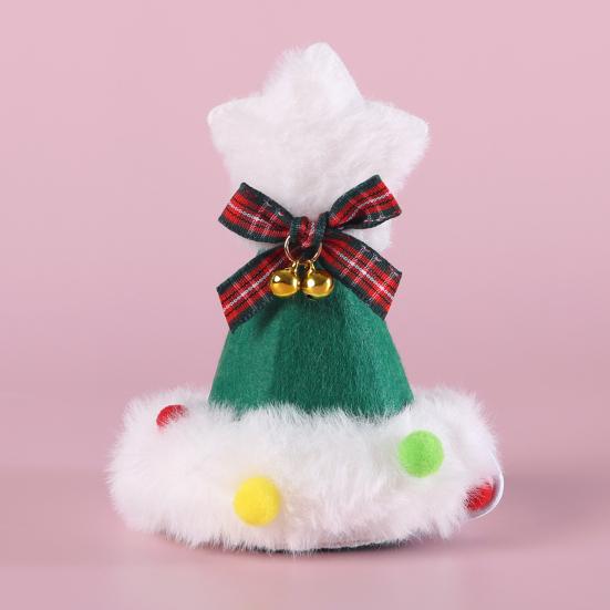 Christmas Pet Scarf Knitted Cat Scarf with Pompom Xmas Trees Santa Claus Scarf Fuzzy Xmas Hat with Star Topper for Festive Party Photo Shoots